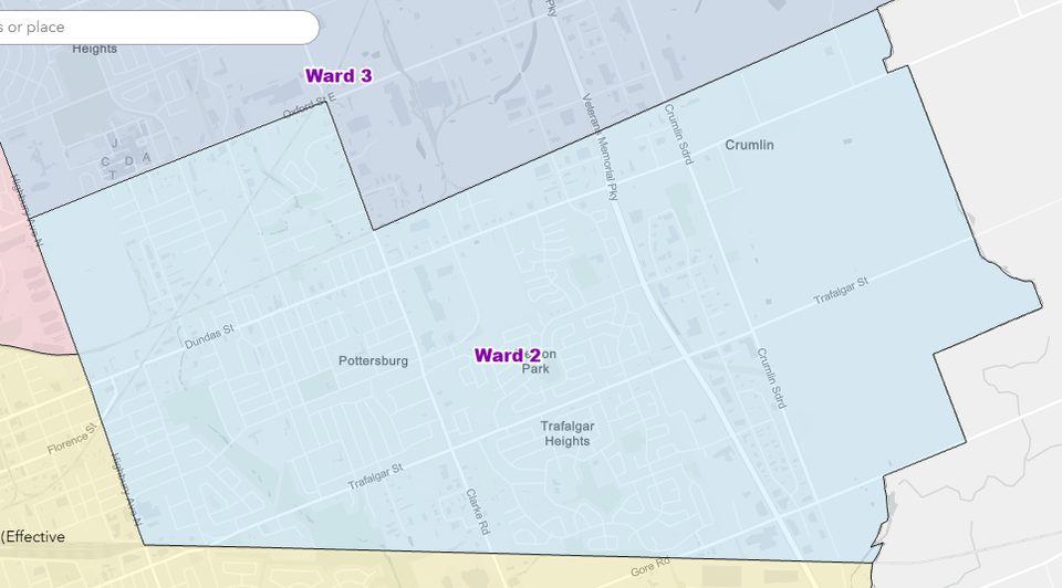 Map of Ward 2, London, Ontario